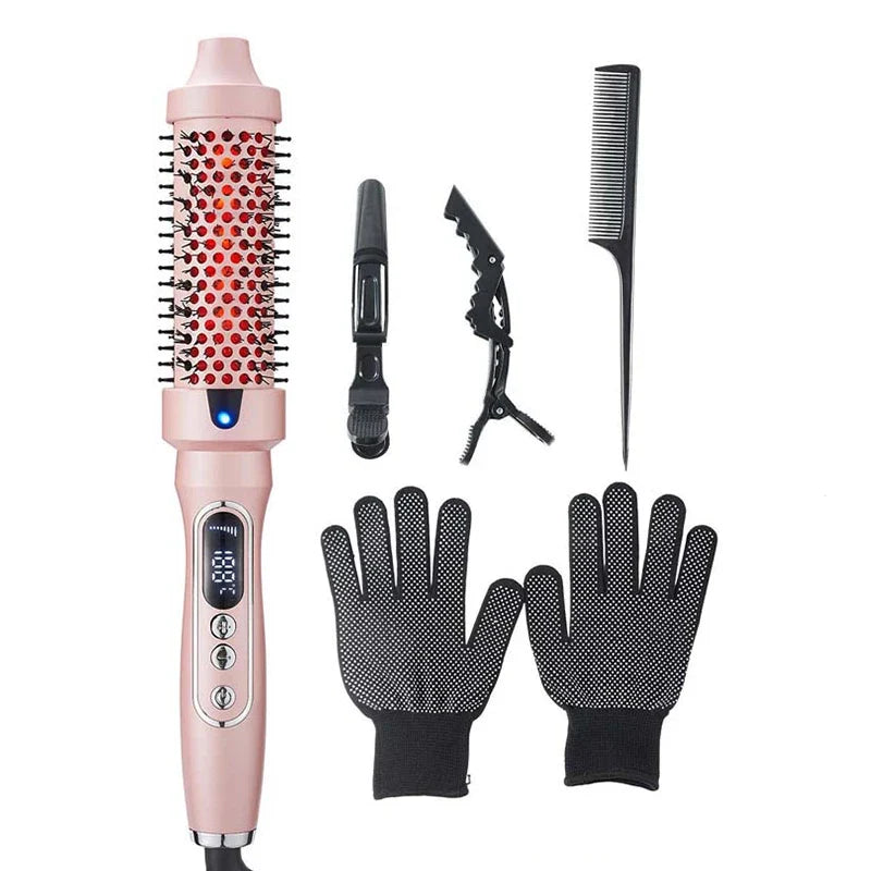 Ionic Hair Styling Brush Set | Digital Temp Curling Wand Comb