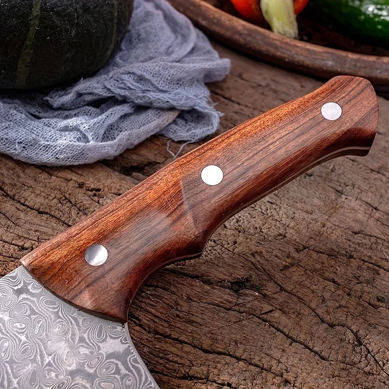 CMGF Damascus Steel Kitchen Knife – BBQ Meat & Veg Cleaver