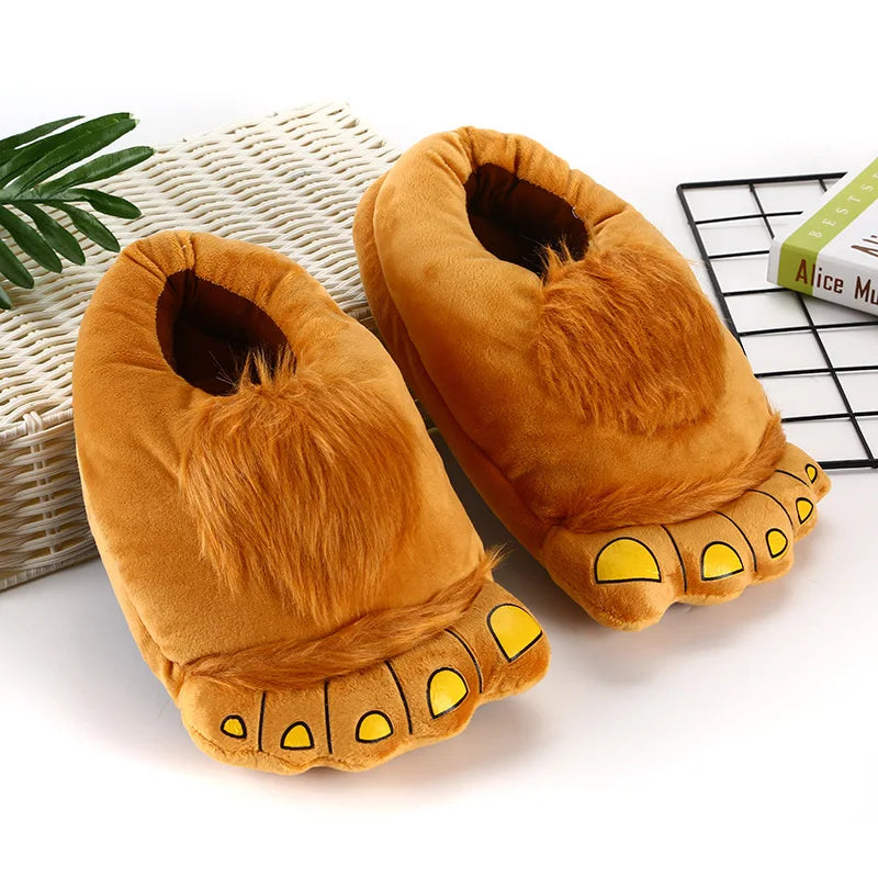 Lorilury Animal Paw Fluffy Slippers – Novelty Fur Slides
