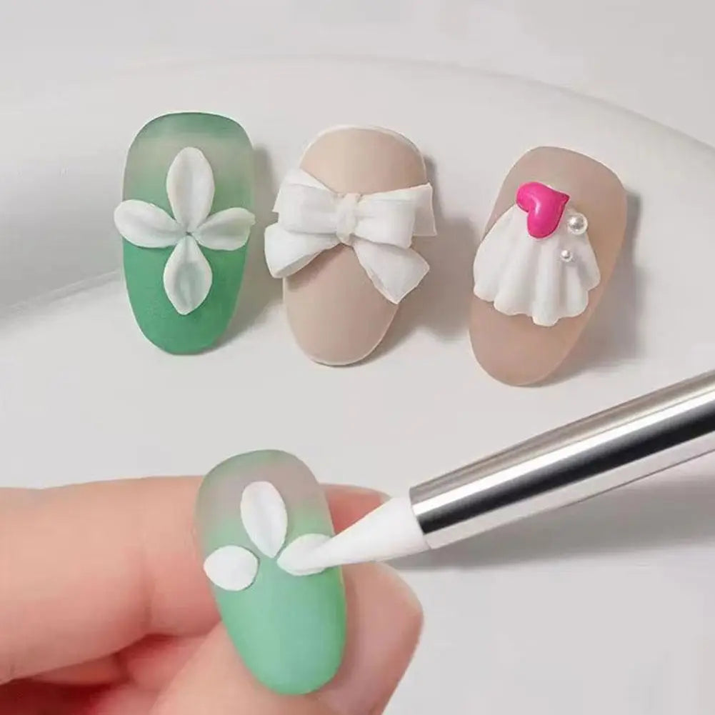 Dual-Head Nail Art Sculpture Pen & Brush – Wood Handle
