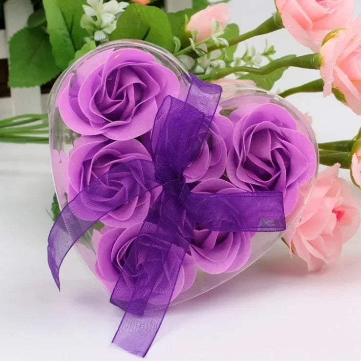 Rose Flower Soap Gift Box 6 Pcs – Wedding & Valentine's Favour