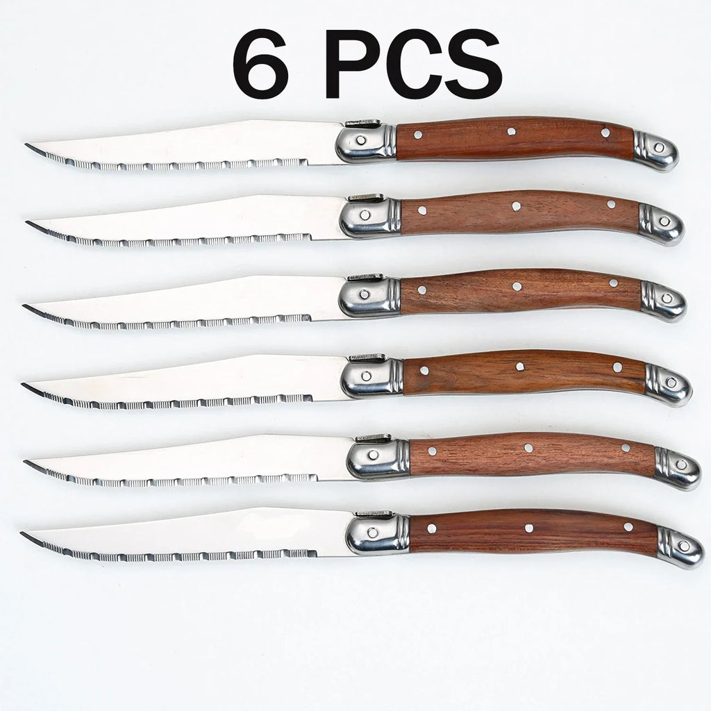 Serrated Steak Knives Set 1–8 Pc | Full Tang Wood Handle