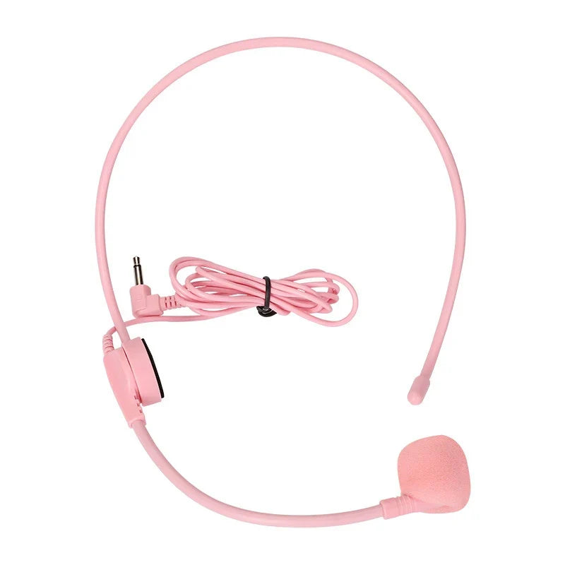 3.5mm Headworn Wired Microphone Headset – Pink, Clear Sound