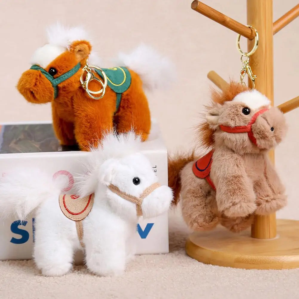 Vintage Pony Pendant Keychian Kawaii Plush Toy Soft Cartoon Animal