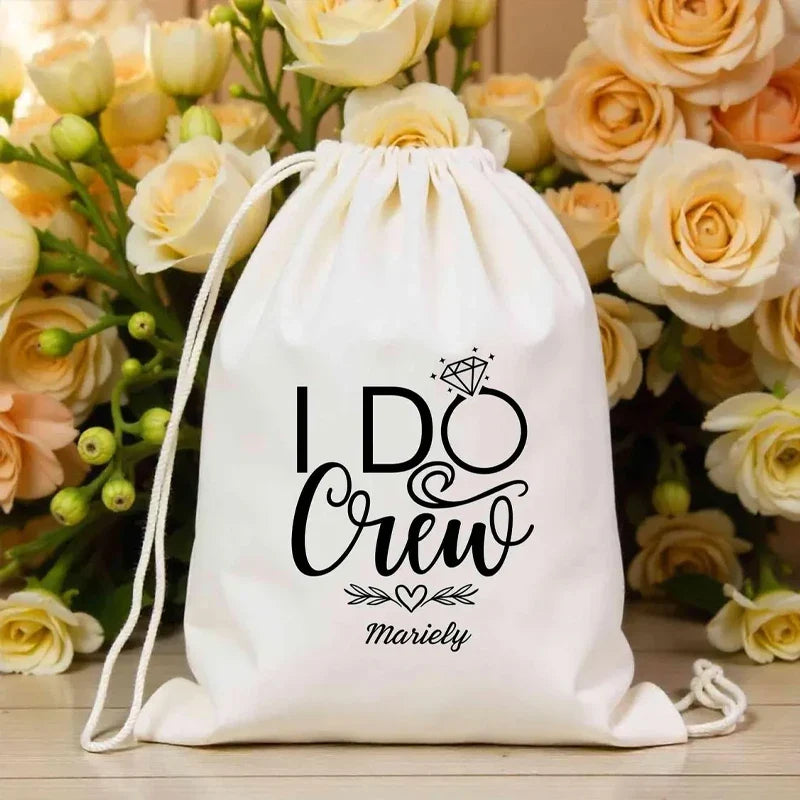 5-Pack Personalized "I Do Crew" Drawstring Bags | Bachelorette Party
