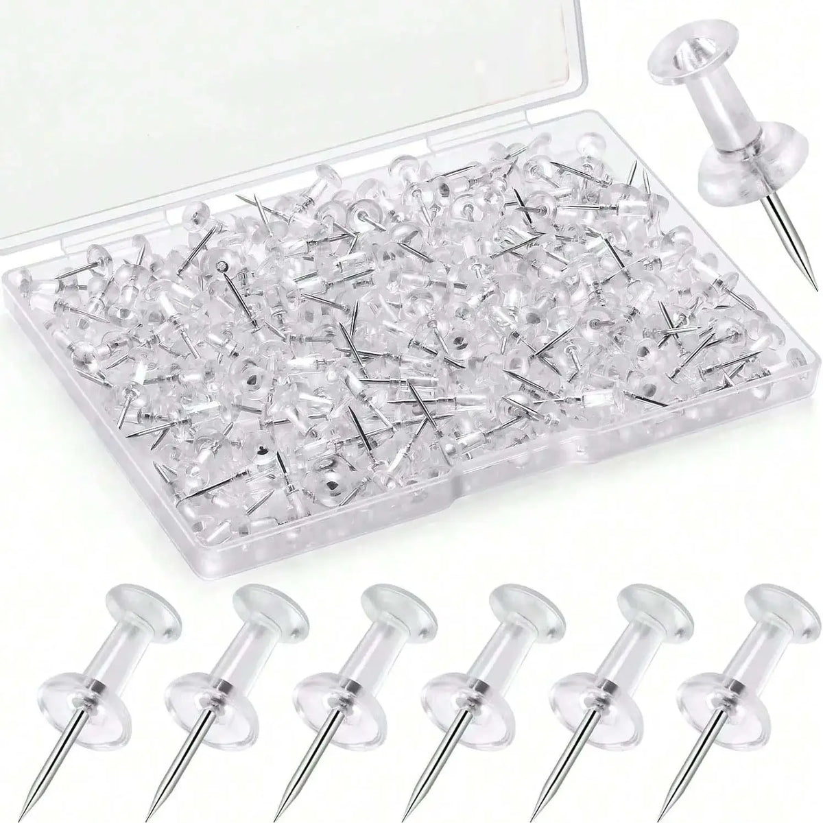 Clear Push Pins – Thumb Tacks for Bulletin Board & Cork Board