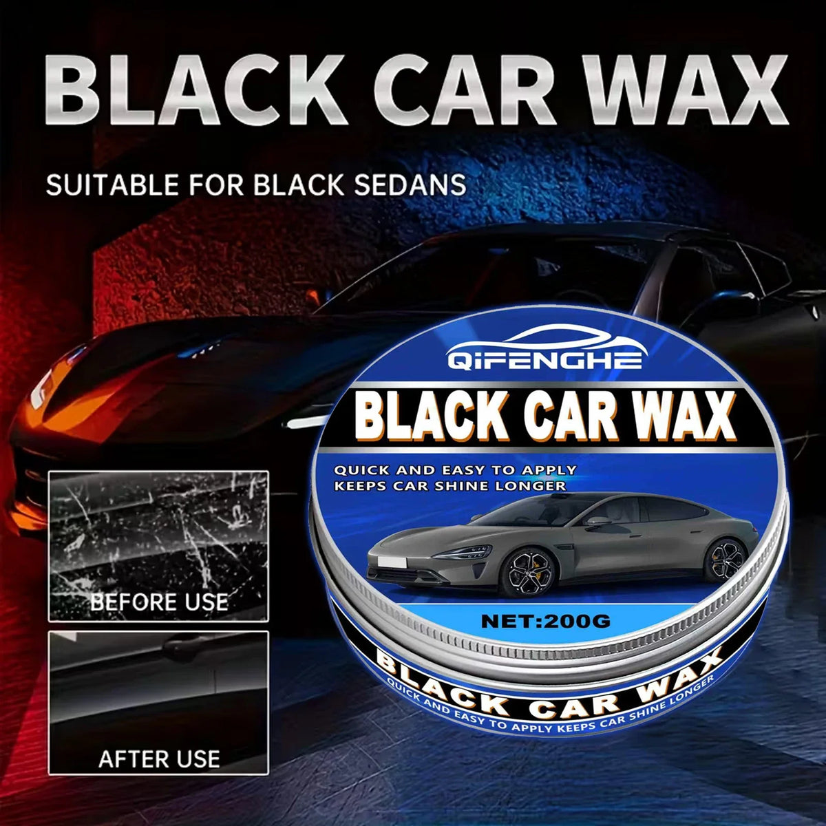 TOPMVCAR Black Car Wax – Crystal Plating, Gloss & Protection