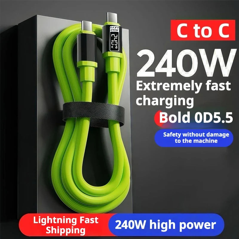 240W USB-C to USB-C Fast Charging Cable with Power Display