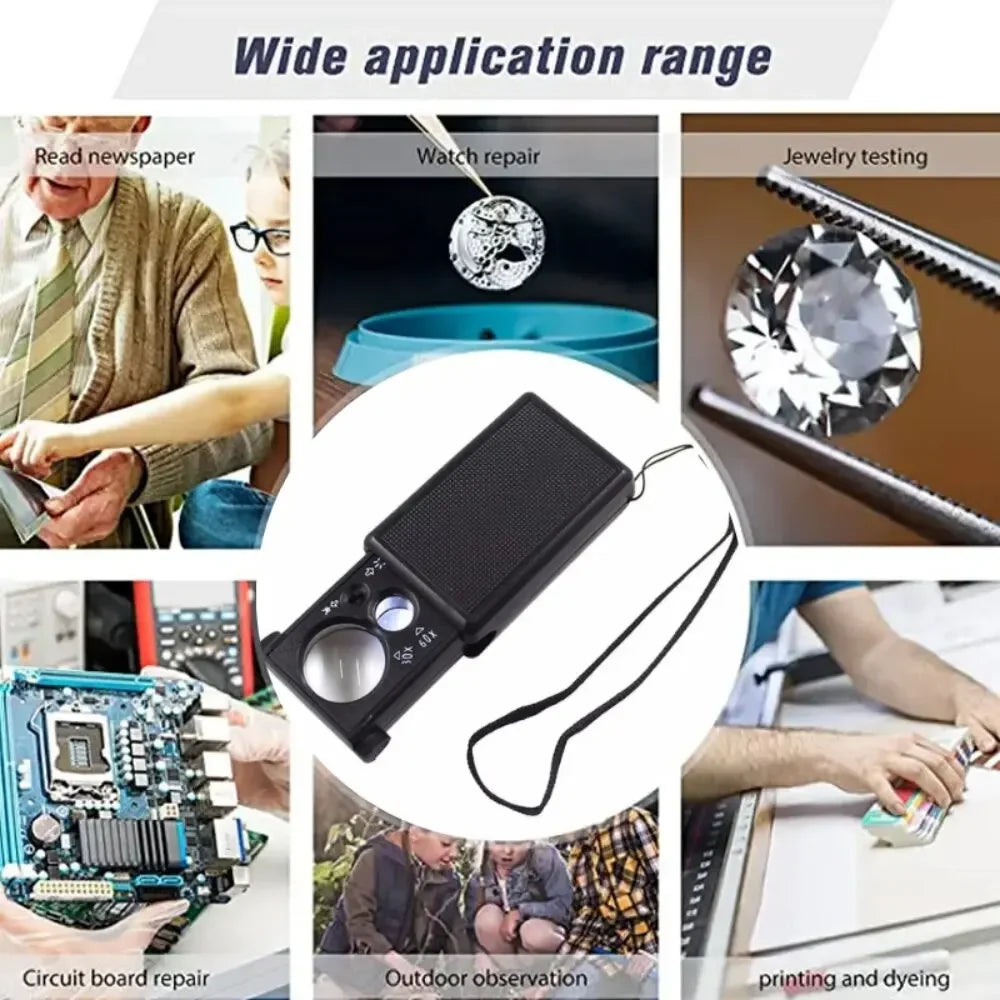 30X 60X Handheld Magnifier LED & UV Light – Jewelry & Coins