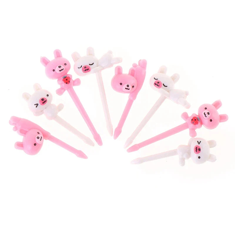 8-Piece Cute Animal Fruit Forks – Kids Bento & Party Picks
