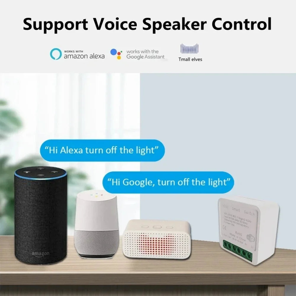 Mini 16A Tuya WiFi Smart Switch 2-Gang | Alexa & Google Home