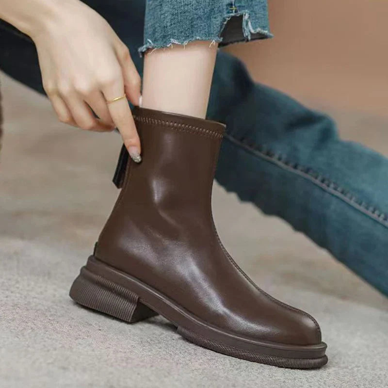 Women's Flat Chelsea Ankle Boots – Faux Suede Side Zip