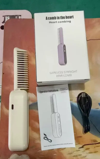 Cordless Folding Hair Straightener & Curler Comb | Wireless
