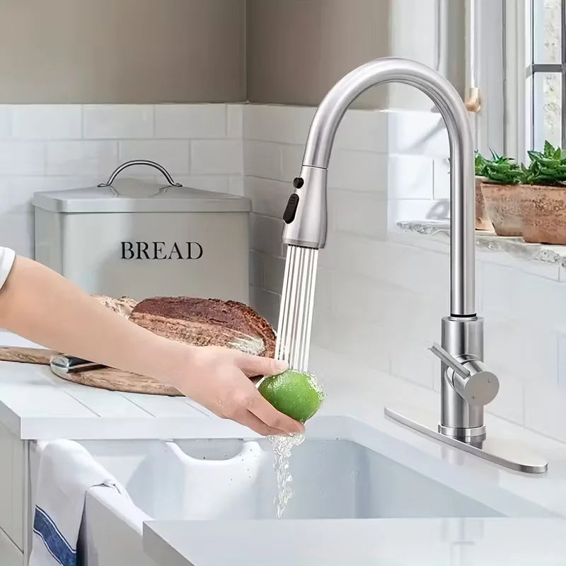 Pull-Down Kitchen Faucet Single Handle High Arc Brushed Nickel