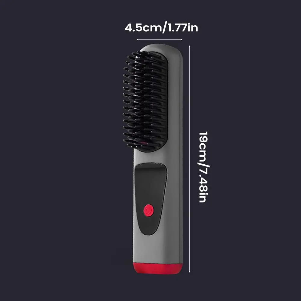 Cordless Ceramic Hair Straightener Brush – 4 Heat Levels & LED