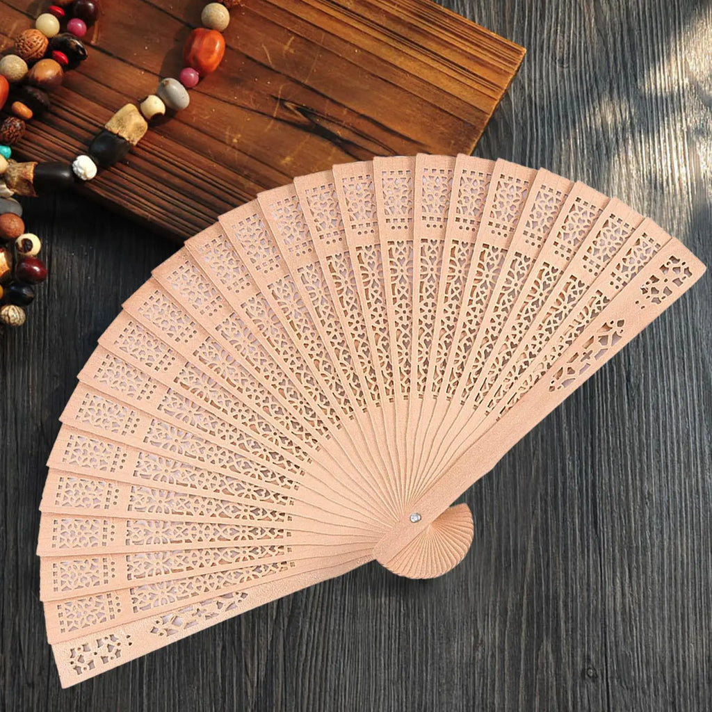 Sandalwood Folding Hand Fan – Vintage Chinese Wooden Fan