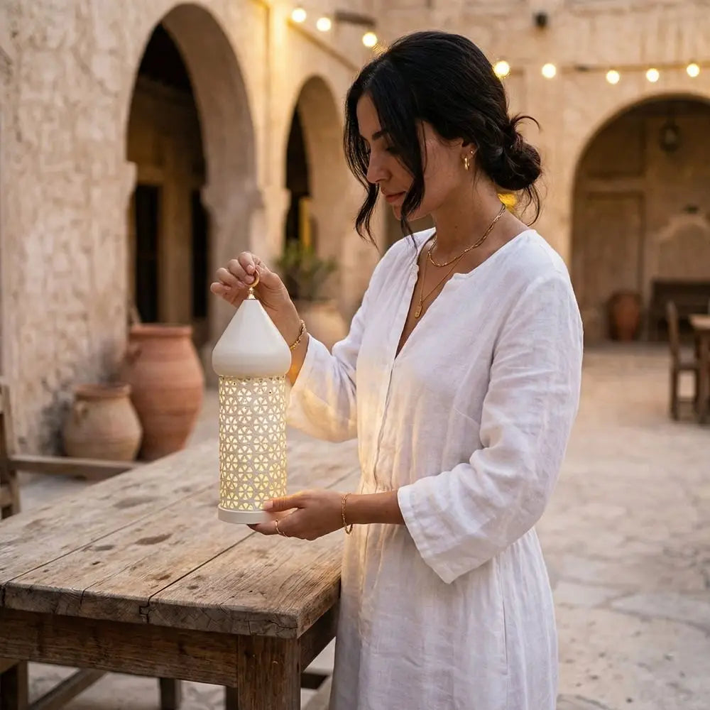 Ramadan Metal Hollow Lantern | Battery Operated Night Light