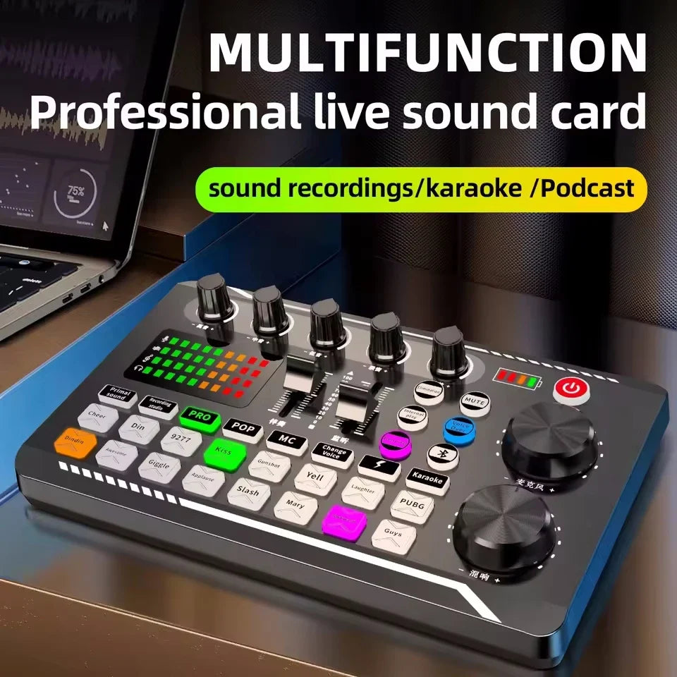 AyeBeau F988 Bluetooth Sound Card Mixer & Condenser Mic