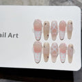 10pcs French Press-On Nails – Pink Bow & Pearl Design