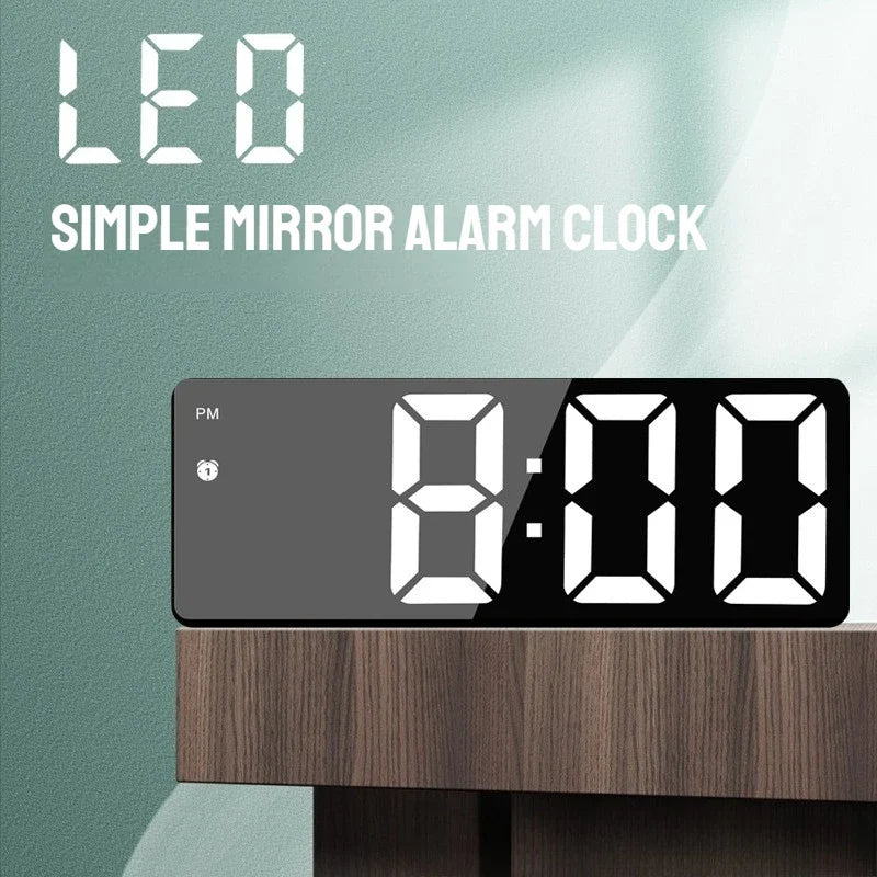 LED Digital Wall Clock | Mirror Display, Dual Alarm & Auto Dim