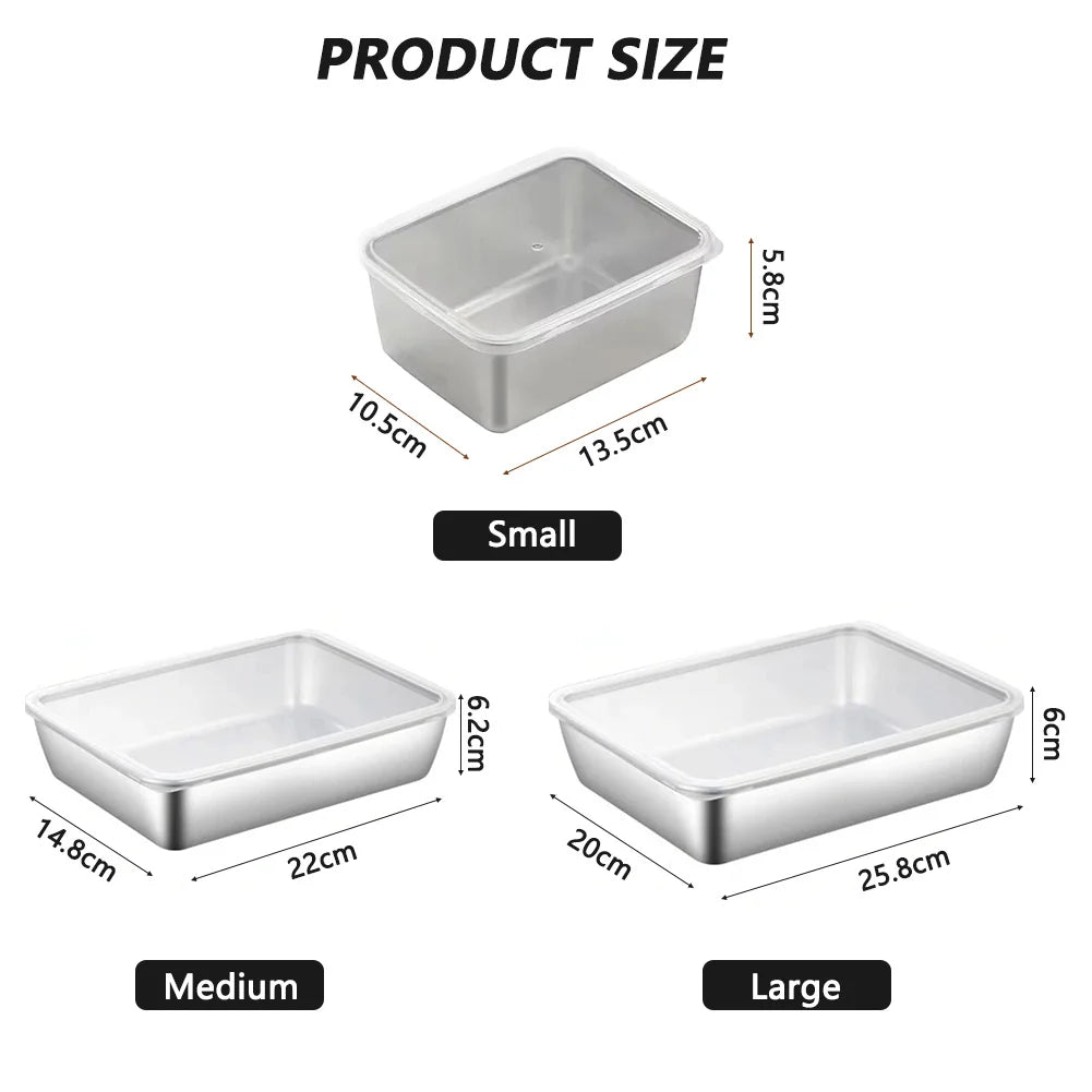 Stainless Steel Leak-Proof Bento Lunch Box with Lid | 3 Sizes