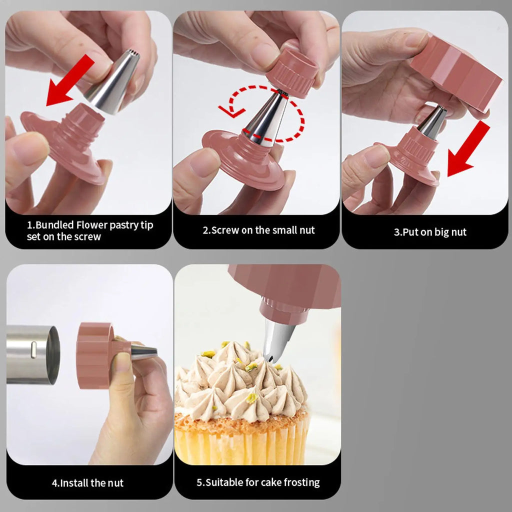 Manual Cookie Press Set – 8 Nozzles & 13 Molds | Stainless Steel