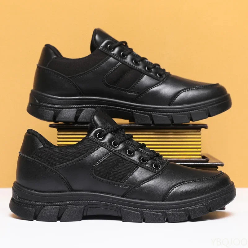 YBQJOO Men's Casual Lace-Up Work Shoes – Anti-Slip Rubber Sole