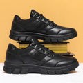 YBQJOO Men's Casual Lace-Up Work Shoes – Anti-Slip Rubber Sole