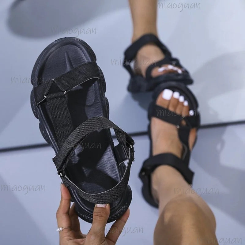 Women's Colorful Platform Roman Sandals | Velcro Beach Flats