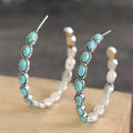 Huitan Large Hoop Earrings – Imitation Turquoise Vintage Style