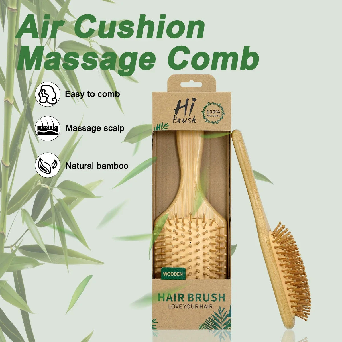 Natural Bamboo Air Cushion Hair Brush – Anti-Static Massage Comb