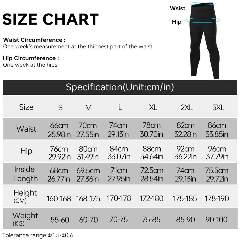X-TIGER Men's Winter Cycling Tights – 5D Gel Padded Bike Pants