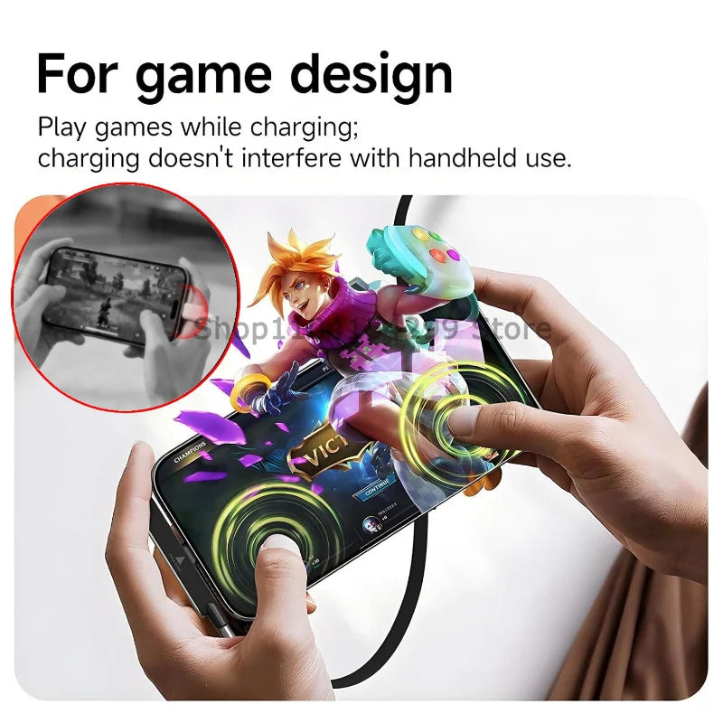 240W USB-C Flat Cable with Foldable Phone Stand Holder