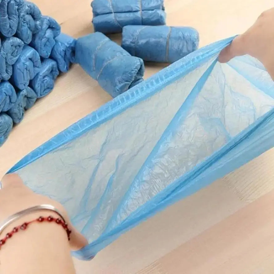 100-Pack Disposable Waterproof Shoe Covers – Non-Slip Overshoes