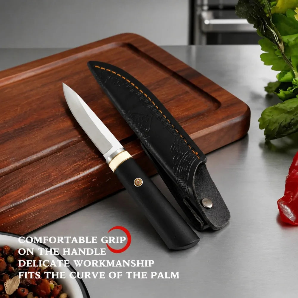 PLYS Stainless Steel Kitchen Knife with Leather Sheath | 8.6"