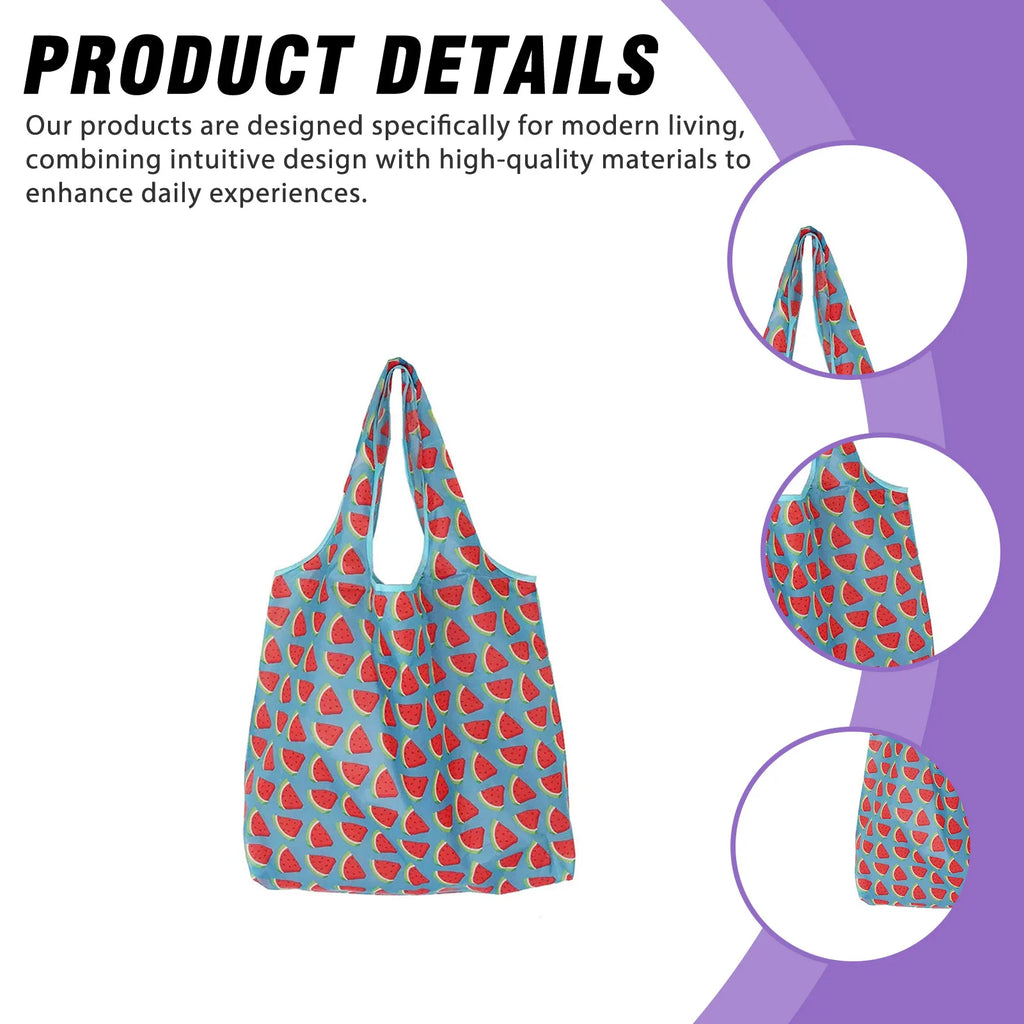 Foldable Reusable Grocery Tote Bag – Floral Fruit Print