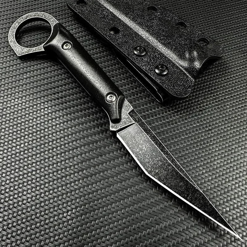YRIDEFE EDC Fixed Blade Straight Knife with Sheath