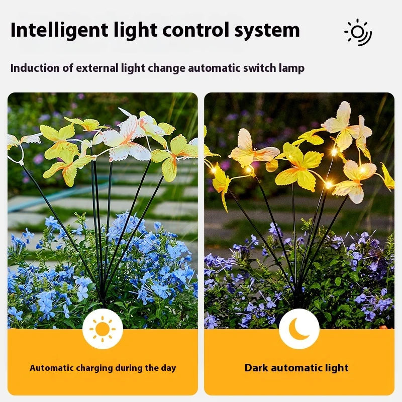 Solar-powered Butterfly Ground Insert Light Artificial Flower Outdoor