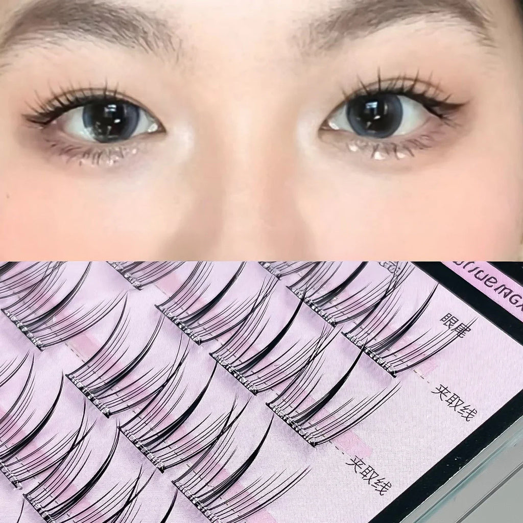 Korean Wispy Cluster Lash Extensions – Glue-Free Natural DIY
