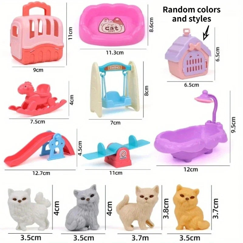 Cute Dog Pet Basket Toy Doll Cage Accessories Scene Play Family