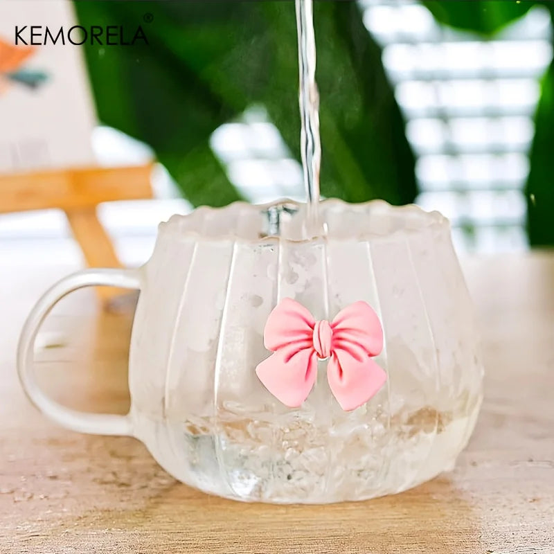 Glass Pumpkin Coffee Mugs with Pink Bows & Handle | 1–2 Pack