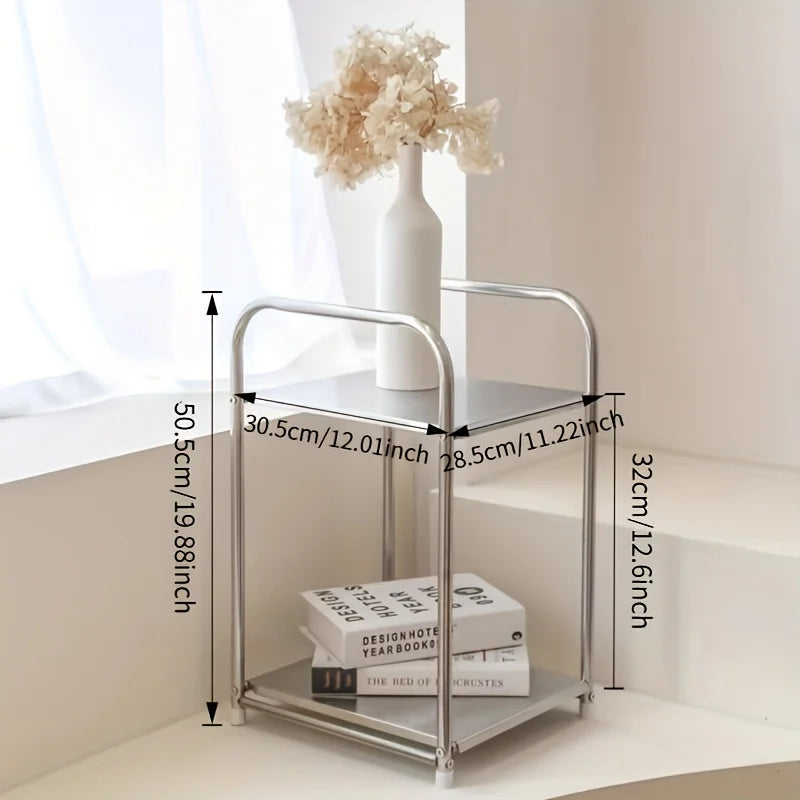 Modern Stainless Steel Side Table & Nightstand Shelving Unit