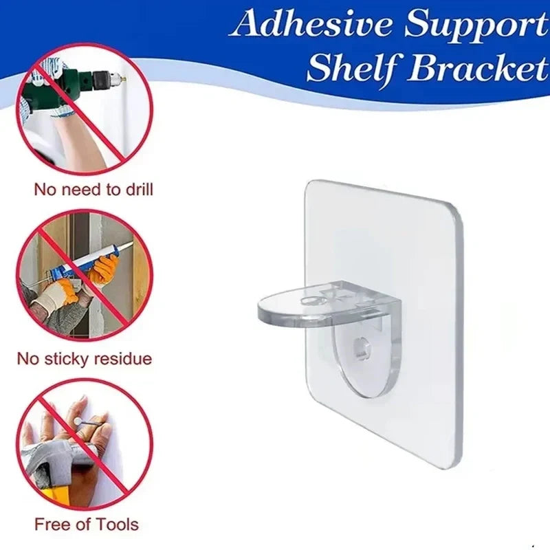 Self-Adhesive Shelf Support Clips | No-Drill Wall Brackets 5/10/20pc