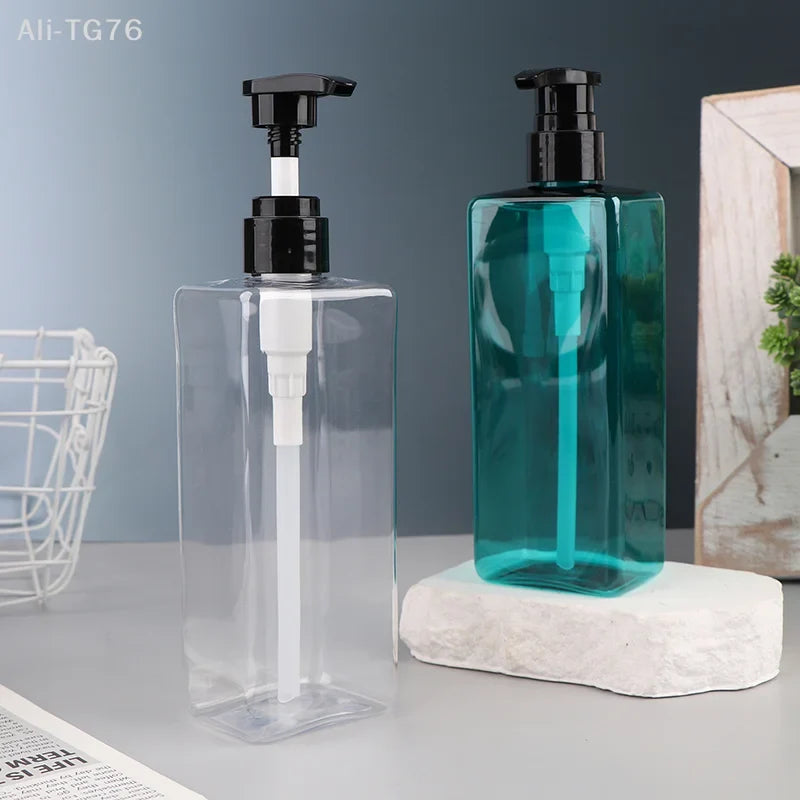 500ml Square Pump Dispenser Bottle – Refillable PET Plastic