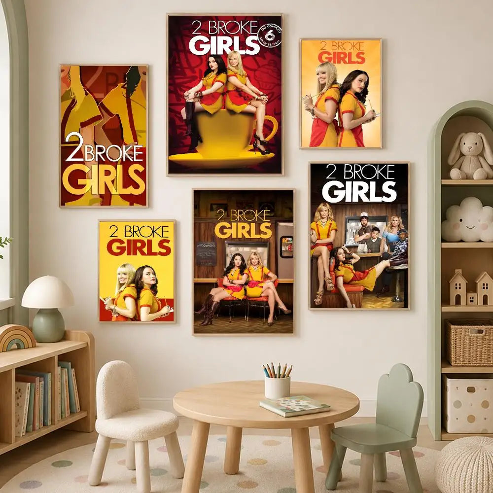 2 Broke Girls TV Series Wall Poster – Self-Stick HD Waterproof