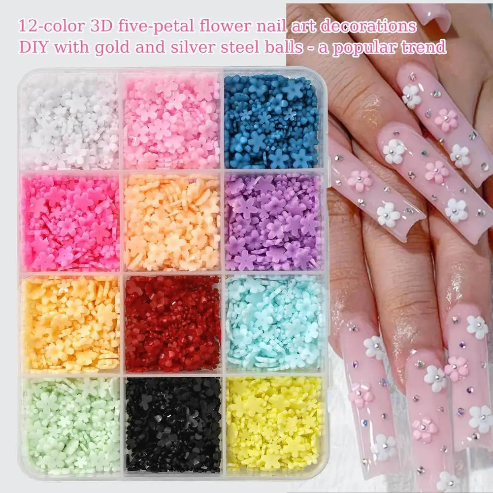 3D Acrylic Flower Nail Charms – DIY Floral Nail Art Decor Set