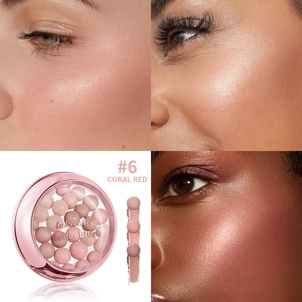 Spherical Roller Blush with Brush – Pearlescent Shimmer Finish