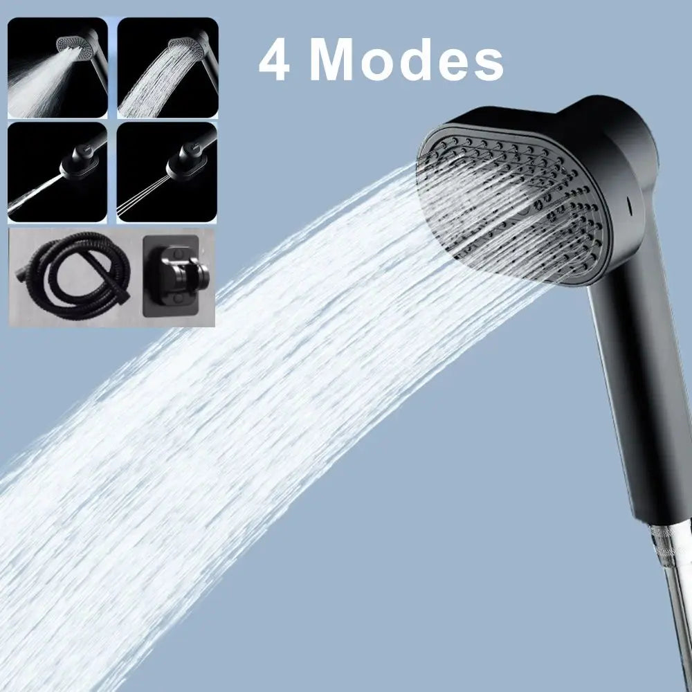 130mm High Pressure 4-Mode Handheld Shower Head | 360° Rotation