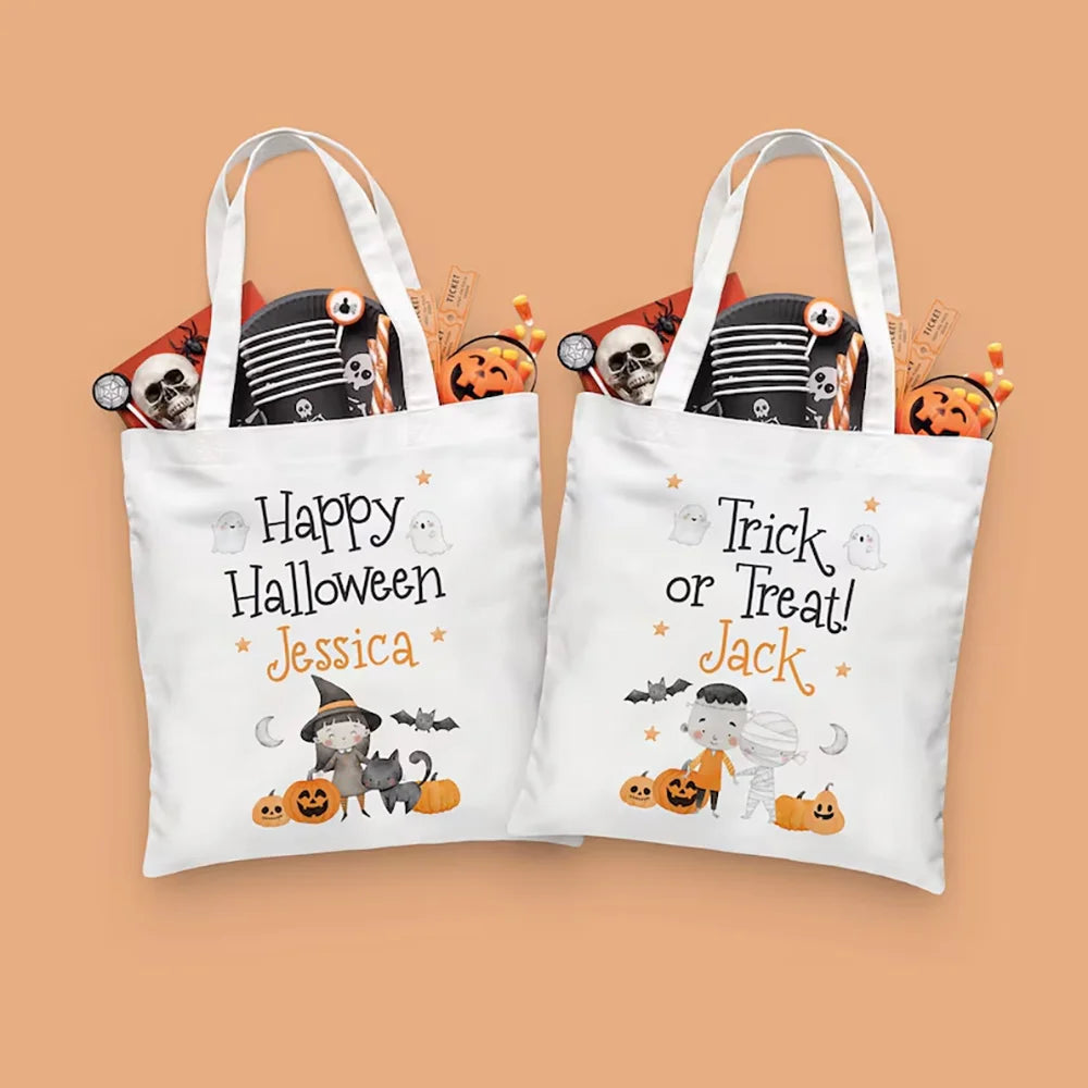 Custom Halloween Trick or Treat Bag for Kids | Personalized Tote