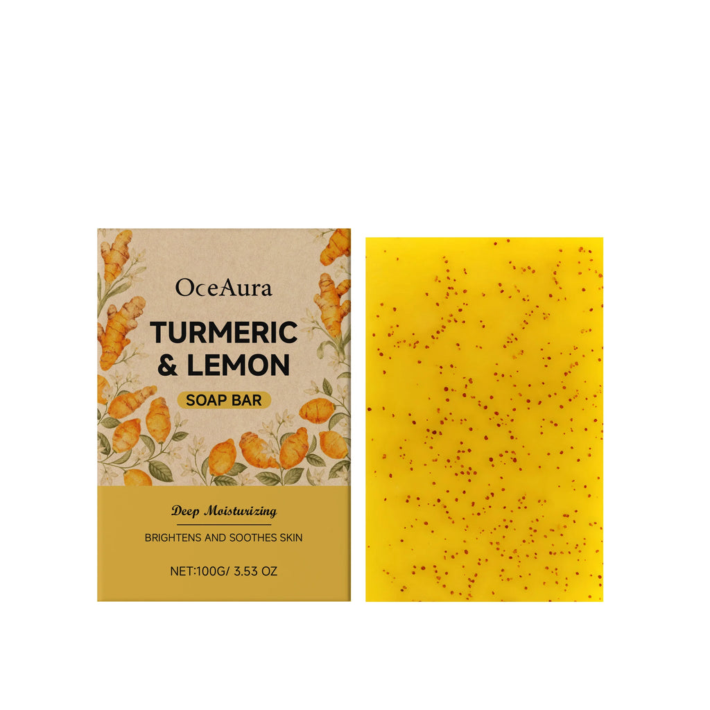 OceAura Turmeric Lemon Brightening Soap Bar – 100g Natural